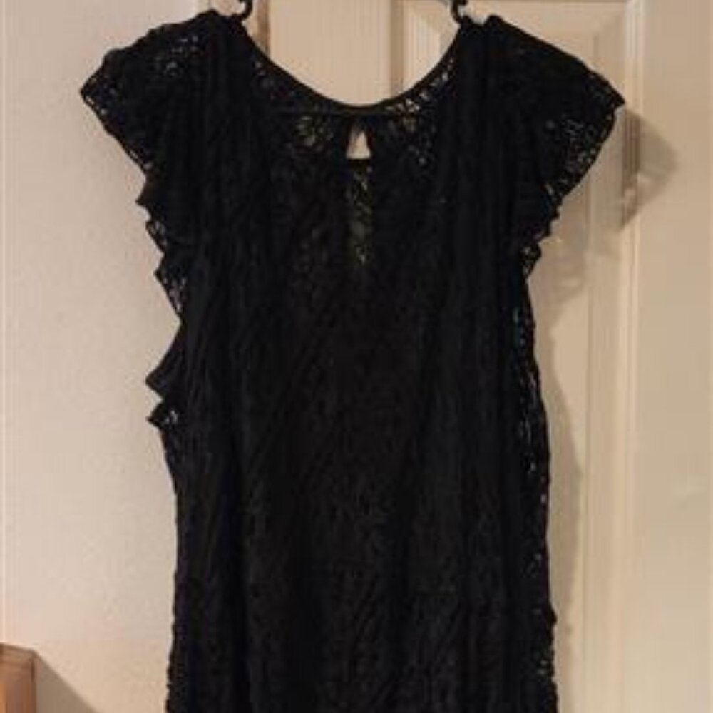 Torrid NWT Long Black Lace Flutter Sleeve Handkerchief Hem Maxi Dress Size 3